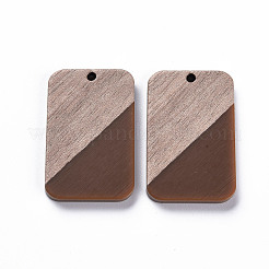 Pendentifs en résine opaque et bois de noyer&nbsp;RESI-T035-38G