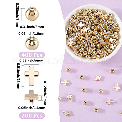 600 個 2 スタイル ccb プラスチックビーズ  混合形状  ゴールドカラー  8~13x8~9x3~7mm  穴：1.6mm&nbsp;CCB-SP0001-15B