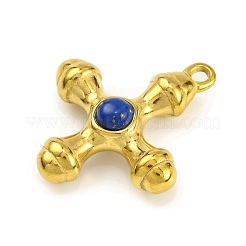 Подвески-кресты из натурального лазурита и нержавеющей стали 304&nbsp;STAS-H221-01G-06