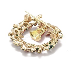 Красочный рождественский венок с колокольчиком и эмалевой булавкой со стразами X-JEWB-A004-07G