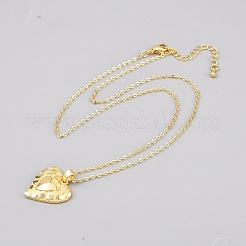 Valentinstags-Ketten aus Messing mit strukturiertem Herzanhänger für Damen&nbsp;NJEW-WH0020-86D