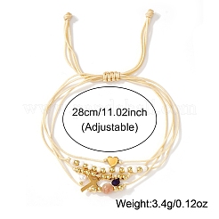 Плетеные браслеты из бисера в стиле бохо из латуни и искусственного жемчуга AF5105-1