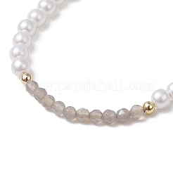 Браслеты из плетеных бусин из натурального серого агата&nbsp;BJEW-JB11668-01