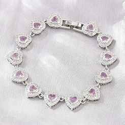 Tennisarmbänder aus Messing mit Zirkonia-Herzfassung für Damen&nbsp;KK-CBA68DA-09P-02