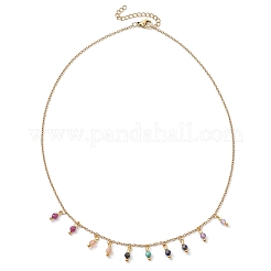 Ожерелья с круглыми гранеными нагрудниками из натурального аметиста NJEW-JN05082