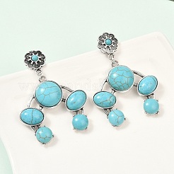 Серьги-гвоздики из сплава синтетической бирюзы EJEW-U053-07AS