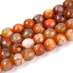 Нити окрашенных и нагретых натуральных агатовых бус с огненным кракелюром&nbsp;G-N359-01A-06