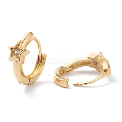 Серьги-кольца Huggie из латуни с прозрачным фианитом и прозрачным фианитом EJEW-H109-06G