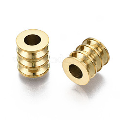 316サージカルステンレススチールヨーロピアンビーズ  大穴ビーズ  コラム  14KGP本金メッキ  8x7mm  穴：4mm&nbsp;STAS-N097-065LG