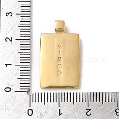 304ステンレスペンダント  星座のある長方形  14KGP本金メッキ  乙女座  25x14x2mm  穴：2mm&nbsp;STAS-L022-306G-09