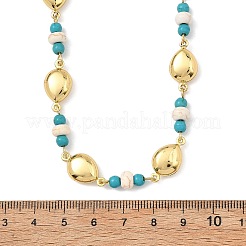 Colliers composés de perles de turquoise synthétique teintes à l'océan et d'une chaîne à maillons en acier inoxydable 304&nbsp;GG-NJEW-JN06337-01