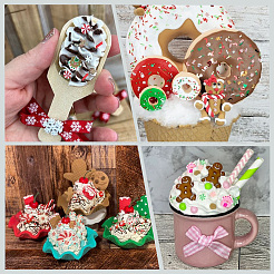 クリスマスをテーマにした1セットのDIYエポキシ樹脂材料充填  ポリマー粘土やプラスチックビーズを含む  混合図形  ミックスカラー  4.5~8x5~7x0.5~1.5mm  100 G /セッティング&nbsp;DIY-SC0027-30C