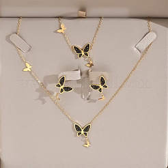 Комплекты из ожерелий с подвесками в виде бабочки из нержавеющей стали 304 FS-WGC1C4E-01