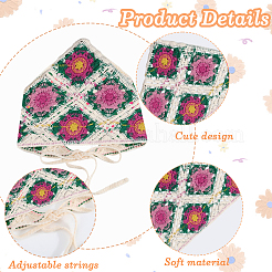 Dreieckiges Kopftuch aus Acrylfasern mit Blumenmuster&nbsp;AJEW-WH20001-82A