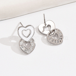 Элегантные серебряные серьги в форме сердца с цирконом для повседневной носки SV9375