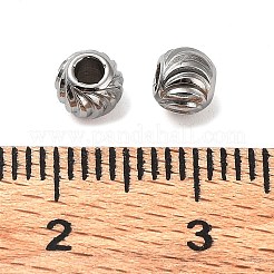 変色しにくい303ステンレススチールビーズ  ムーン模様でラウンド  ステンレス鋼色  5x4mm  穴：2mm&nbsp;STAS-Q302-01F-P