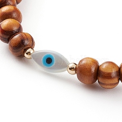 Bracelets extensibles en perles de bois naturel&nbsp;BJEW-JB05848-03
