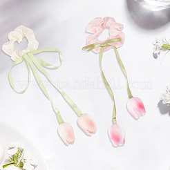 4 Stück 2 Farben Tulpen-Polyester-elastisches Haar-Accessoire&nbsp;OHAR-CY0001-15