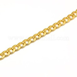 304ステンレススチールカーブチェーン/ツイストチェーンネックレス作り  カニカン付き  ゴールドカラー  19インチ〜20インチ（48.3~50.8cm）  5.5mm&nbsp;X-STAS-A028-N122G