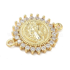 Плоские круглые подвески-подвески с подвесками-соединителями Saint Links из латуни с прозрачным кубическим цирконием&nbsp;KK-A282-07B-G