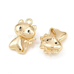 メッキ合金エナメルチャームラック  猫の形のチャーム  カドミウムフリーと鉛フリー＆ニッケルフリー  ゴールドカラー  18x12.5x8mm  穴：1.6mm&nbsp;PALLOY-T096-02G