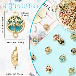 40 шт. 8-цветные стеклянные плоские круглые подвески-фигурки с подвесками в виде дерева жизни&nbsp;GLAA-YW0005-51