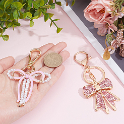 2 шт. 2 стиля бант сплав эмаль и пластик имитация жемчуга подвеска украшение&nbsp;HJEW-PH0001-94