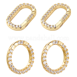 4 Stück 2 Stile Rack-Plating Messing Micro Pave klare Zirkonia Spring Gate Ringe&nbsp;ZIRC-SC0001-41