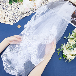 Veli da sposa in tulle a maglia lunga in poliestere con pettini&nbsp;OHAR-WH0029-09A