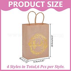 24 Stück 4 Farben Goldstempel Dankeschön bedruckte Papier-Geschenk-Tragetaschen&nbsp;ABAG-HY0001-16