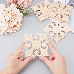 Artisanat d'applique onlay sculpté en bois massif naturel&nbsp;WOOD-WH0101-70