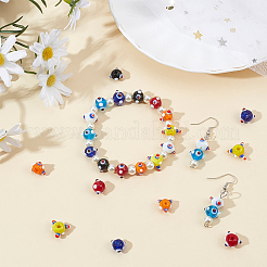 28шт 7 цвета бусины ручной работы с неровностями лэмпворк&nbsp;LAMP-SC0001-10