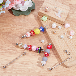 Брелок для ключей из сплава с бусинами AJEW-WH0314-898