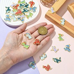 30個6スタイルアロイエナメルペンダント  18KGP本金メッキ  ミックスシェイプチャーム  ミックスカラー  18.5~23.5x16~24x2mm  穴：2~2.5mm  5個/スタイル&nbsp;ENAM-CJ0006-47