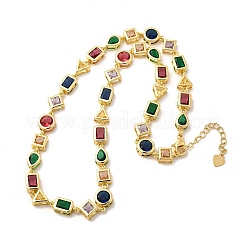 Латунные геометрические звенья цепи с разноцветными кубическими циркониями NJEW-P337-01G