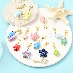 15 шт. подвесные украшения ручной работы из фарфора с морской тематикой&nbsp;HJEW-YW00237