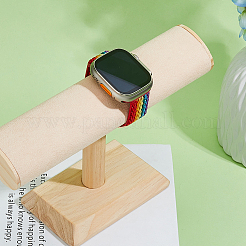 Подставки для бархатных браслетов с Т-образной перемычкой и деревянным основанием BDIS-WH0010-03B