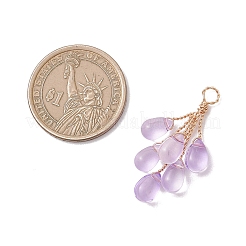 Светло-золотистые медные проволочные подвески из прозрачного стекла&nbsp;PALLOY-JF04865