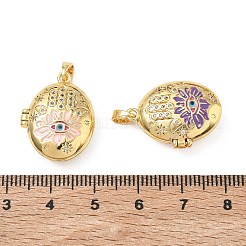 4 Stück 4 Farben Messing Mikropavé klare Zirkonia Foto-Medaillon-Anhänger&nbsp;KK-F939-08G
