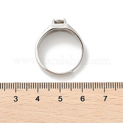 Регулируемые кольца из стерлингового серебра с родиевым покрытием и муассанитом для женщин RJEW-U038-01P