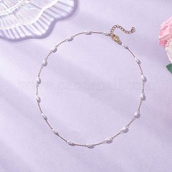 Ожерелья ручной работы из хирургической нержавеющей стали 316 и рисового пластика с жемчужными звеньями NJEW-JN05532