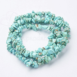 合成ターコイズビーズ連売り  染め  チップ  ターコイズ  3~8x3~8mm  穴：1mm  80~81cm&nbsp;LS-G-D283-3x5-10