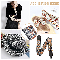 8 ярд двухсторонней полиэстеровой ленты с цветочным узором в этническом стиле DIY-WR0003-58