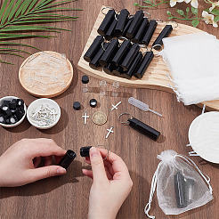 コラムガラスびん  オーガンジーギフトバッグ付き  合金ペンダント  プラスチック製のスポイトとアルミニウム合金製の小型多目的ボックス  透明  1.3x3.7cm  容量：2ml（0.07fl.oz）&nbsp;AJEW-OC0016-21