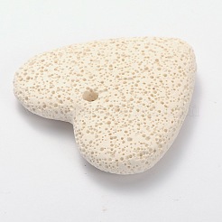 Подвески в форме большого плоского сердца из синтетической лавы&nbsp;G-O025-10C