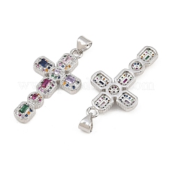 Pendentifs avec zircon cubiques à micro-pavés en laiton&nbsp;CU-CBADC6C-12P-03