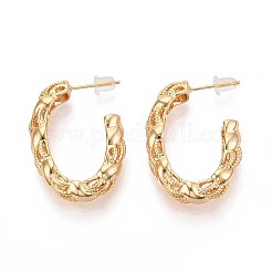 Серьги-гвоздики из латуни в форме буквы С EJEW-T047-90G