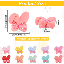 20 pz 10 colori coniglio con fiocco perline focali in silicone ecologico per uso alimentare&nbsp;SIL-OC0001-17