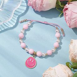 Braccialetti regolabili con perline intrecciate acriliche rotonde&nbsp;BJEW-JB10644-01
