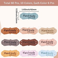 60 шт. 10-х цветные этикетки из искусственной кожи DIY-CL0002-12